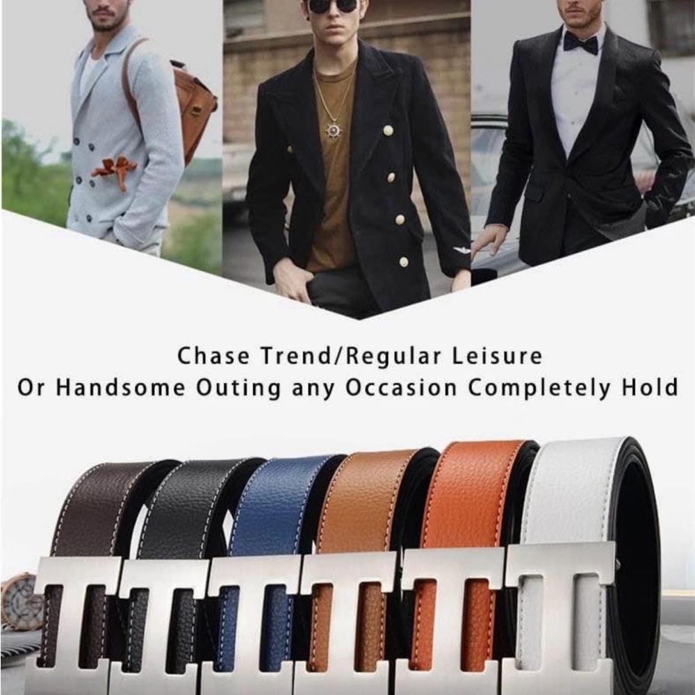 Elegant Men's Belt with Silver Buckle